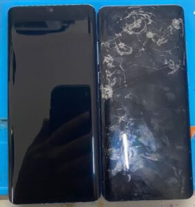 Ejemplo de antes y después en una reparación Ejemplo de cambio pantalla de celular